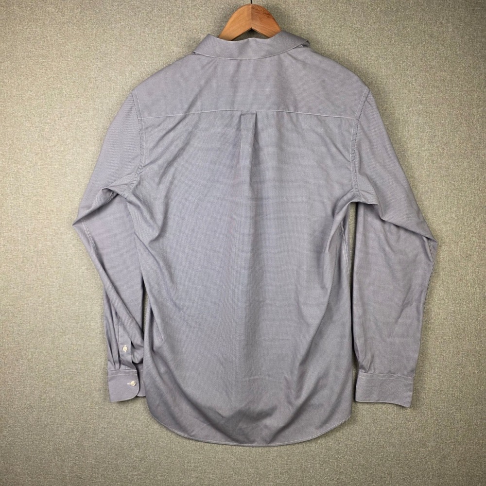 Chaps Mens Medium Regular Fit Stretch Micro Check Shirt Blue White Button Down - Picture 7 of 8
